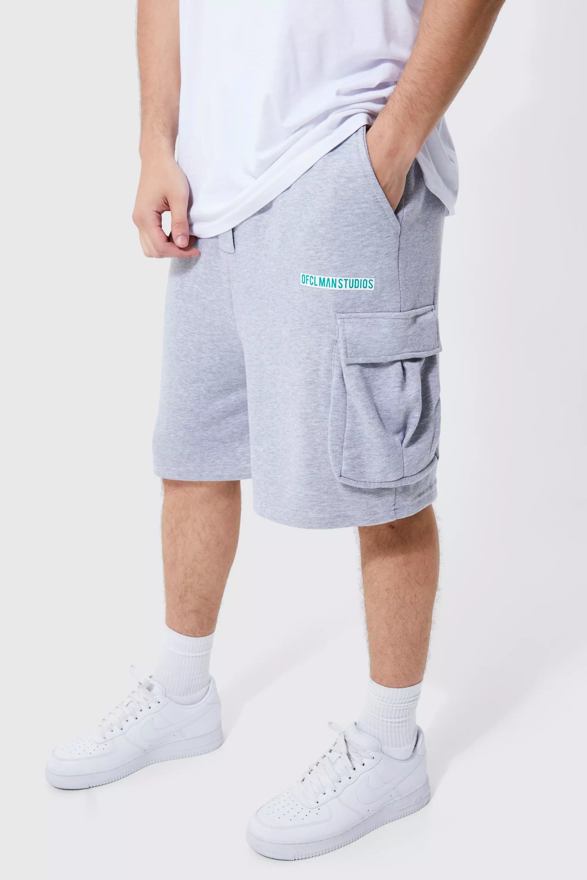 Tall Oversized Drop Crotch Ruched Cargo Short boohooMAN